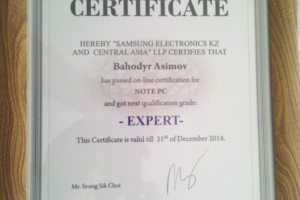 Сертификат участника по ремонту ноутбуков