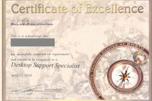 Сертифика центра "Специалист" при университете им. Баумана